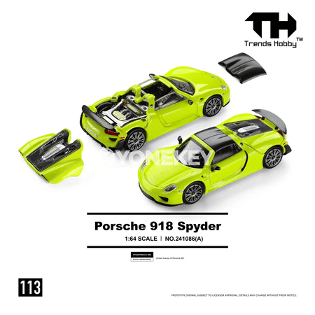 Porsche 918 Spyder 1:64 metal model awtoulag - kolleksiýa üçin