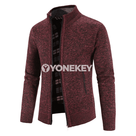 Erkekler üçin ýyly fleece penjek, fermuarly kardigan, güýz-gyş üçin amatly