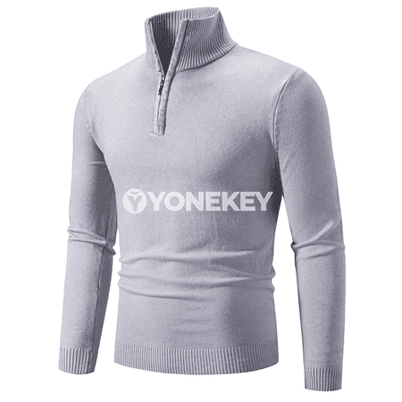 Erkekler üçin ýyly switer, ýarym ýapylýan zipperli, ýokary boýunly
