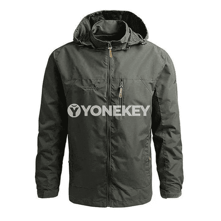 Erkekler üçin ýeňil suw geçirmeýän windbreaker kurtka, kapýuşonly