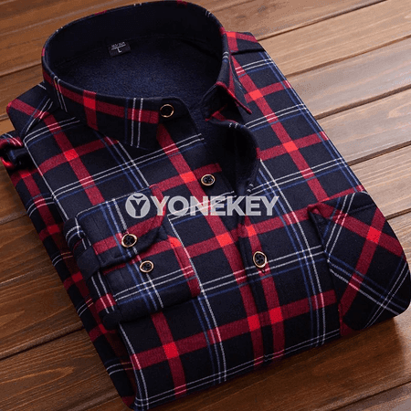 Gyş üçin ýyly fleece bilen erkekler üçin öýken köýnek, gözenekli uzyn ýeňli