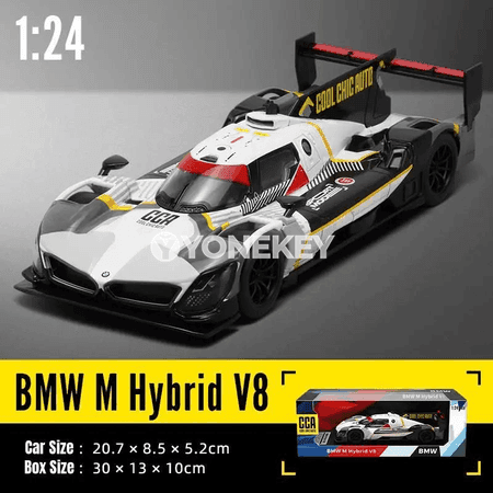 BMW M Hybrid V8 1:24 metal model awtoulag, kolleksiýa üçin