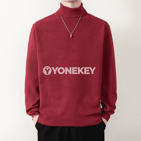Erkekler üçin ýyly trikotaž switer, ýokary boýunly, gyş üçin amatly