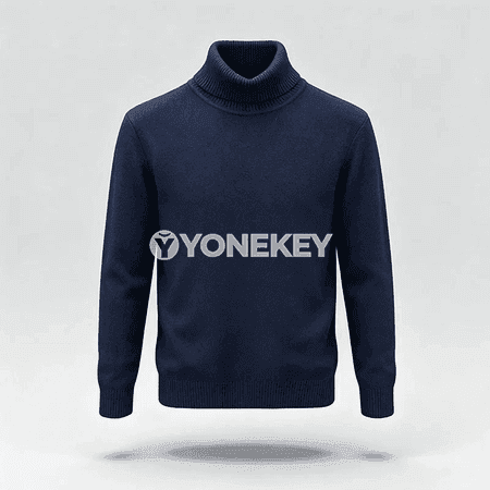 Erkekler üçin ýyly beýik boýunly trikotaž switer, gündelik stil