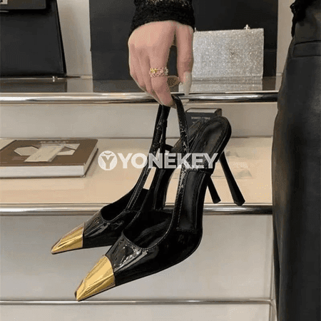 Zenanlar üçin ýaz-tomus inçe ökjeli metal uçly nepis sandal
