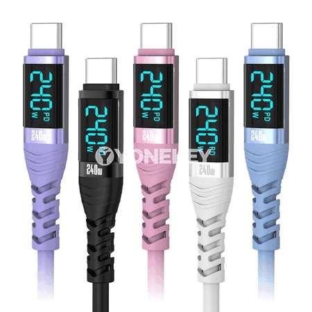 NNBILI 240W USB-C to Type-C çalt zarýad kabeli, displeýli