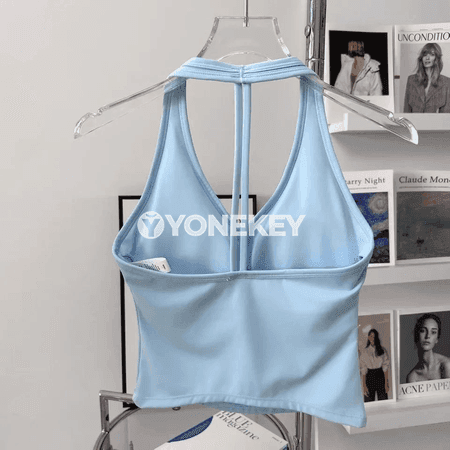 Zenanlar üçin dem alýan sport bra, arka açyk ýoga top