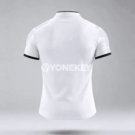 Erkekler üçin minimal stend ýakaly gysga ýeňli polo köýnek