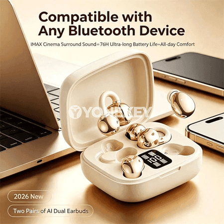 2-in-1 simsiz Bluetooth gulak klip naushnikler, güýçli stereo