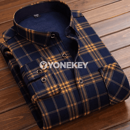 Gyş üçin ýyly fleece bilen erkekler üçin öýken köýnek, gözenekli uzyn ýeňli