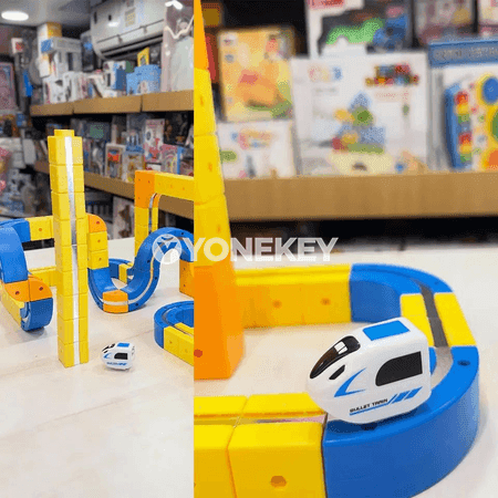 Çagalar üçin magnitli relsli otly oýunjak, akylly plastmassa ýol toplumy