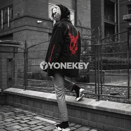 Erkekler üçin Harajuku stilde ýaz-güýz denim jacket, döwrebap eşik