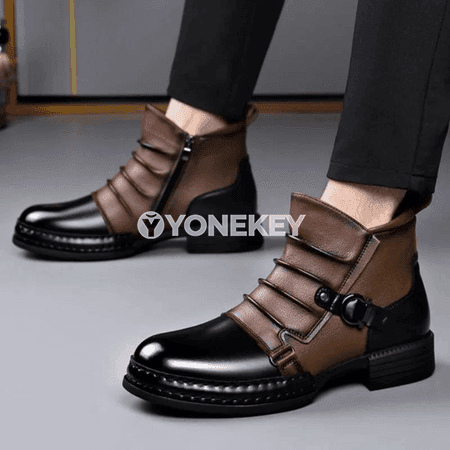 Erkekler üçin hakyky deri gyş ädikleri, ýyly içlikli retro stil