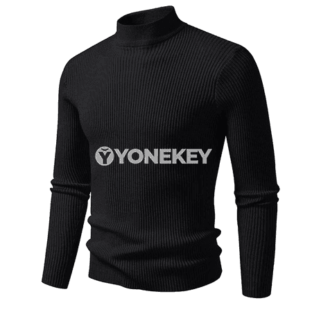 Erkekler üçin ýokary ýakaly polos switer, ýyly örme, göni kesim