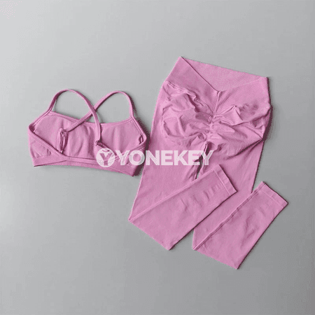 Aýallar üçin tikişsiz ýokary belli sport leggins we paddarly köýnekli toplum