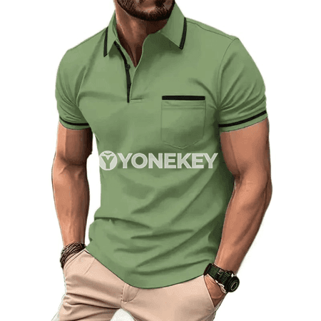 Erkekler üçin ýeňil dem alýan polo köýnek, gysga ýeňli, jübili
