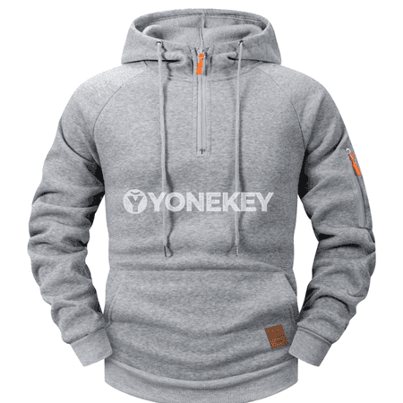 Erkekler üçin ýeňil yarım zip hudi, kapşonly sport köýnegi