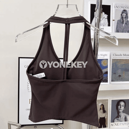 Zenanlar üçin dem alýan sport bra, arka açyk ýoga top
