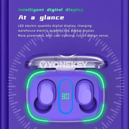 Y90 TWS simsiz Bluetooth 5.3 gulaklyklary, sport üçin mikrofonly stereo model