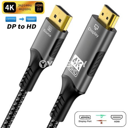 8K DisplayPort-dan HDMI kabel, 60Hz çenli ýokary tizlikli adapter