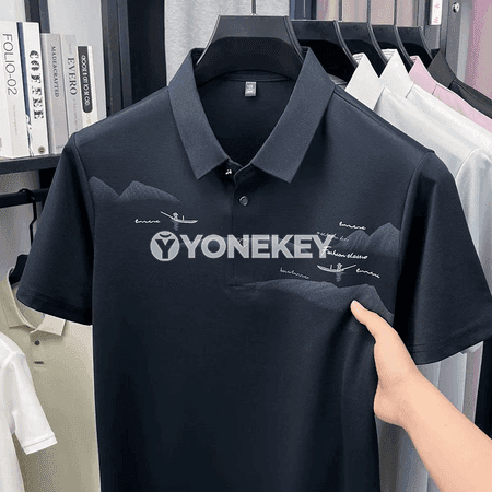 Erkekler üçin polo futbolka, ýeňil mesh mata, çalt guradýan