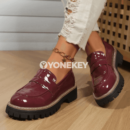 Aýal-gyzlar üçin platformaly gara loafers aýakgaplar
