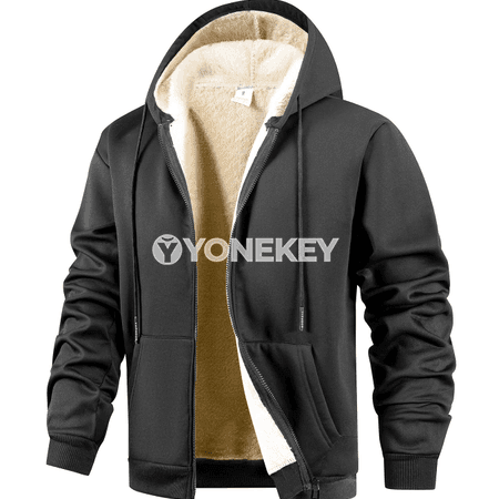 Erkekler üçin ýyly kapüşonly zipli hudy, içi ýüňli amatly model