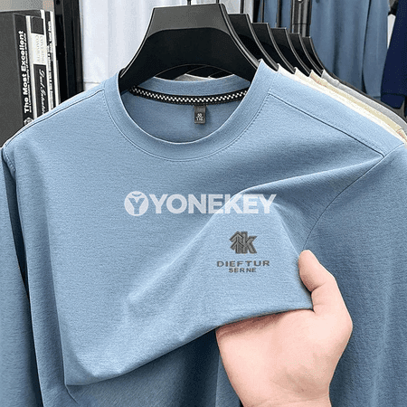 Erkekler üçin aýlaw boýun ýeňil sweatshirt, ýazgyly gündelik uzyn ýeňli