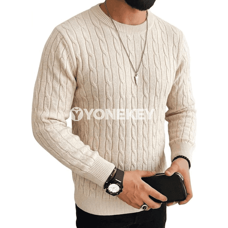Erkekler üçin güýzki uzyn ýeňli örme switer, ýyly casual jumper