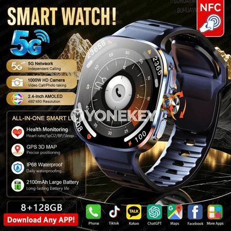 M99 akylly sagat, 5G/4G, 2.4" AMOLED, 8GB+128GB, kamera, NFC