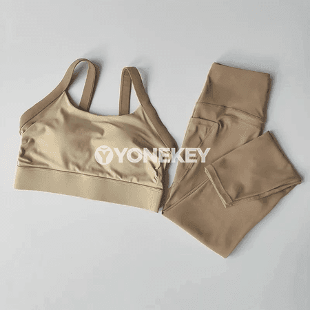 Aýallar üçin ýokary derejeli 2 bölekli yoga toplumy, sport eşigi