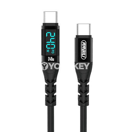 NNBILI 240W USB-C to Type-C çalt zarýad kabeli, displeýli