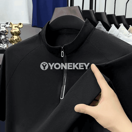 Erkekler üçin ýeňil, dem alýan yarýagly polo köýnek — tomuslyk
