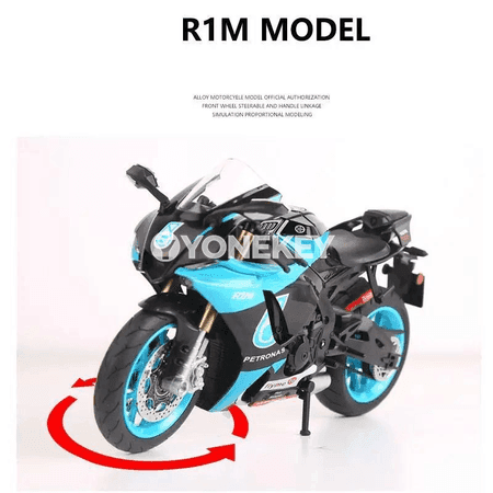 Yamaha YZF-R1M 1:9 metal motosikl modeli, kolleksiýa sowgady