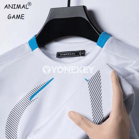 Erkekler üçin ýazlyk sport futbolkasy, dem alýan, ýeňil we çalt guradýan