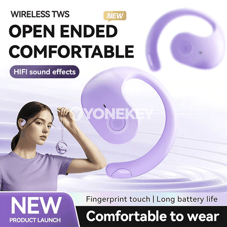 OWS simsiz Bluetooth naushnik, mikrofonly, HiFi, sport üçin