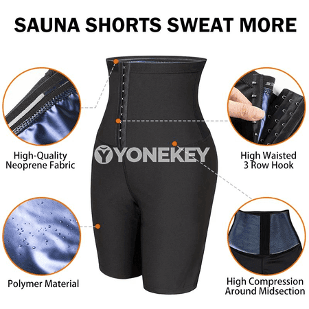 Beli şekillendiriji sauna şortlar, ýokary boýun, sport üçin