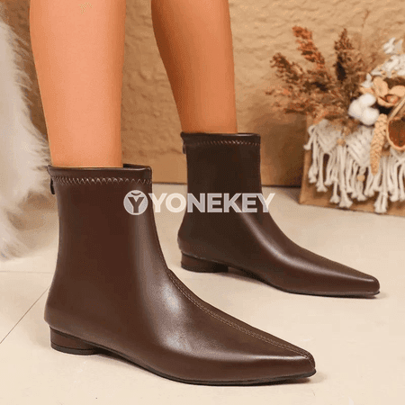Aýallar üçin zipli çukur topukly deri ädikler, ýaz-güýz moda