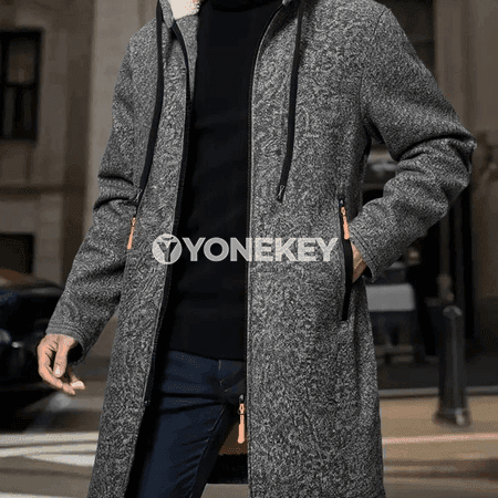 Erkekler üçin ýyly kapşonly fermuarly kurtka, galyň fleece, S-XXXL