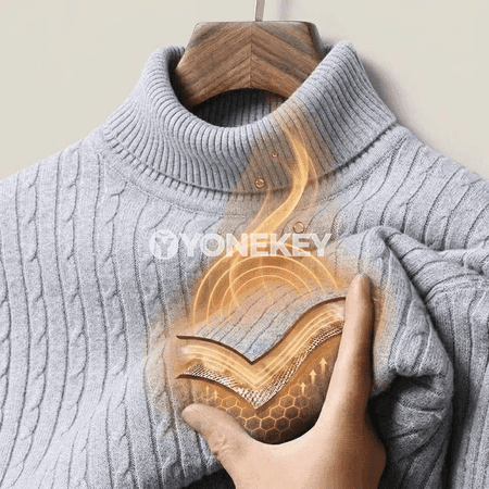 Erkekler üçin ýyly köýnek boýunlykly, gyşlyk örülen triko