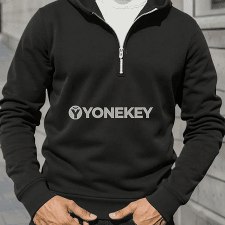 Erkekler üçin güýz kapýuşonly half zip switer