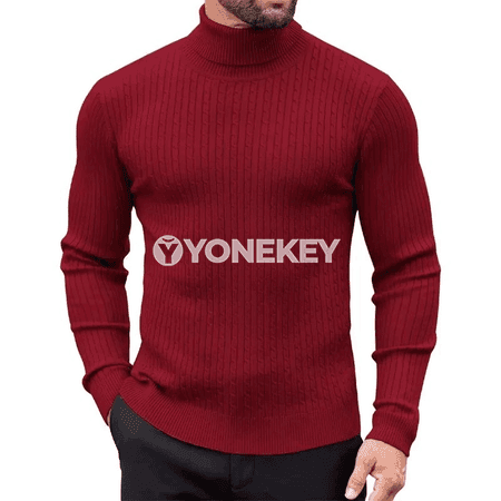 Erkekler üçin ýyly zolakly boýuna çenli trikotaž switer