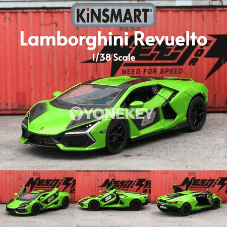 KiNSMART Lamborghini Revuelto 1:38 metal model awtoulagy, çekip barýan