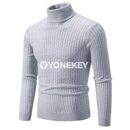 Erkekler üçin ýyly ýokary boýunly switer — galyň güýz-gyş görnüşi