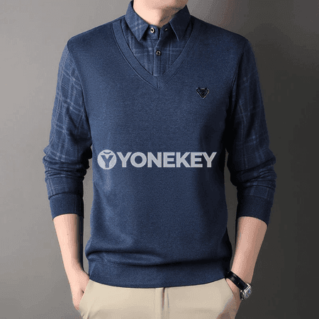 Erkekler üçin ýyly gyş switer-köýnek, ýumuşak trikotaj