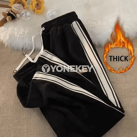 Erkekler üçin korduroý giň balaklar, ýyly sport we gündelik jogger