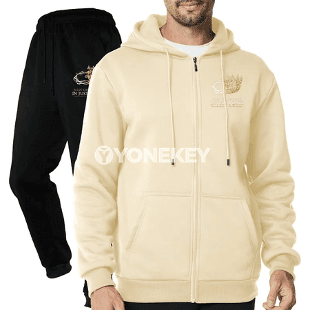 Erkekler üçin güýz-gyş sport toplum, fleesli kapüşonly 2 bölek set