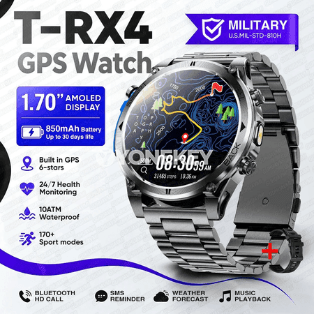 GUHUAVMI M70 GPS akylly sagat, 10ATM suw geçirmeýän, 1.7" AMOLED