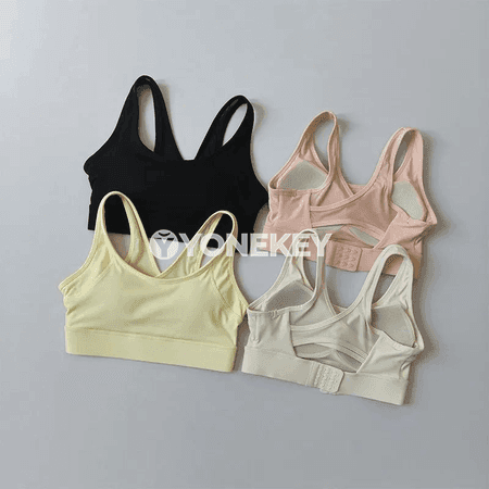 Zenanlar üçin öňi fermuarly sport bra, fitnes we ýoga üçin