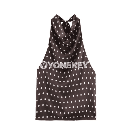 Aýal-gyzlar üçin ýeňil tank-top, boýun daňylýan, nokatly